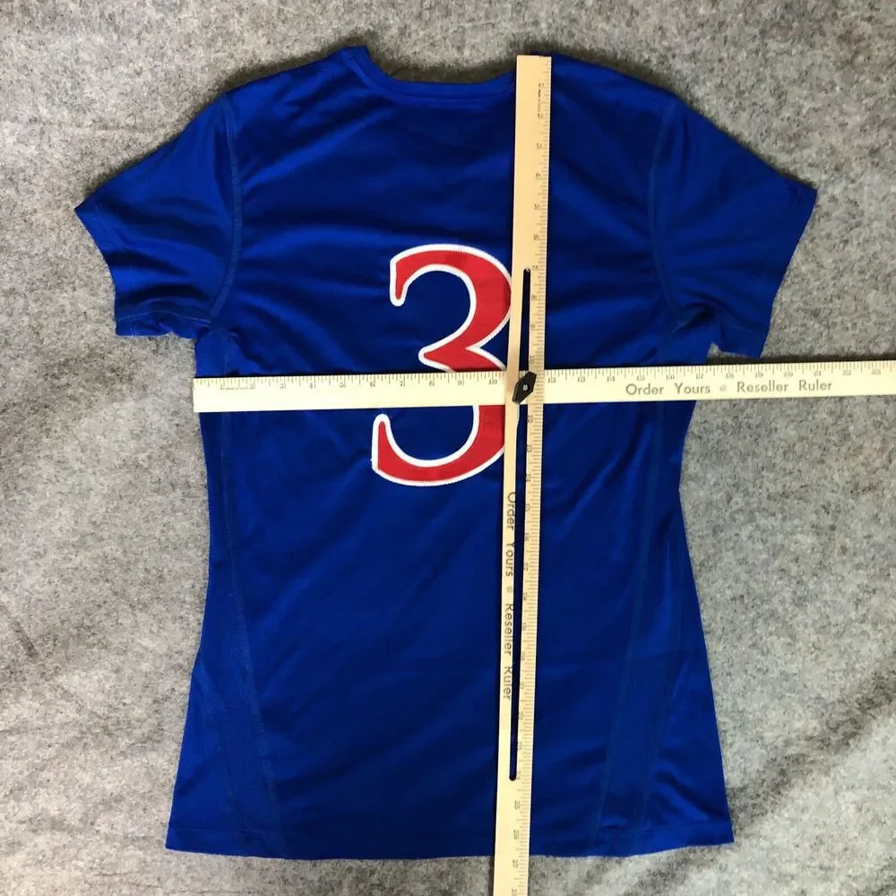 Kansas Jayhawks Womens Jersey Small Adidas Blue Red Stitched NCAA Soccer #3 - Picture 7 of 9